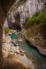 Poster - Beautiful landscape of the Blanc-Martel trail in greenery