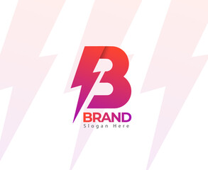 Creative Power Letter B Logo Template Design, Best Simple Concept Logo Design, Gradient Color. Premium Modern Minimal Letter B Logo Design Template.