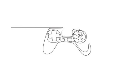 Poster - Animated self drawing of single continuous line draw video games PlayStation gaming controller. Computer game competition. Gaming concept for fun. Joysticks isolated. Full length one line animation