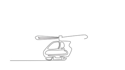 Poster - Animated self drawing of continuous one line draw toy helicopter. Children toys, air vehicles. Flying helicopter, for transportation. Transport for flight in air. Full length single line animation