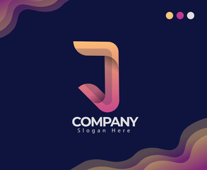 Wall Mural - Best Unique Modern J Logo Design With Gradient Color, Excellent Design Concept, With Two Color. Professional Excellent Creative Minimal Letter J Logo Design.