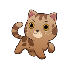 Wall Mural - Adorable Kawaii Bengal Cat Cartoon Animal Illustration