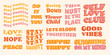 © HelenArt - Set of Hippie slogans, vintage quote 70s style. Good vibes, stay positive, stay groovy and etc. trendy retro ettering text design for posters, t-shirt, cards and stickers.