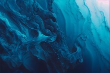 Abstract Art Blue Paint Background With Liquid Fluid Grunge Texture