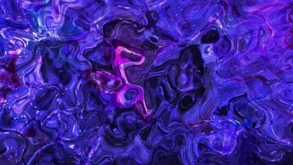 Canvas Print - Blue dark color glossy abstract marble liquid motion background