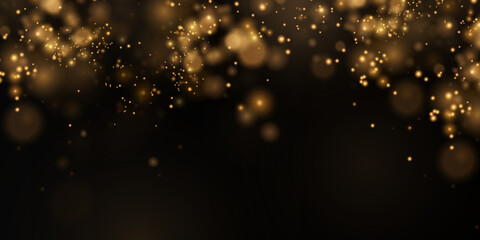 Christmas background. Powder PNG. Magic shining gold dust. Fine, shiny dust bokeh particles fall off slightly. Fantastic shimmer effect.	
