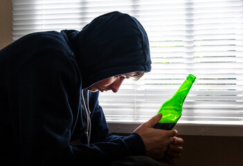 Wall Mural - Sad Man with a Beer