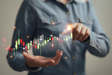 Poster - Stock chart in the hands of a businessman. Trading the currency in the stock market.