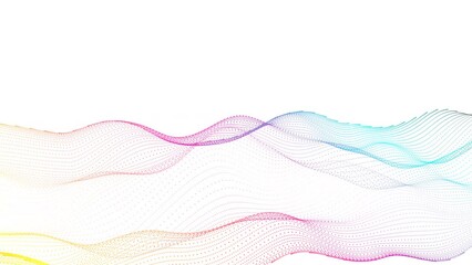 Gradient multi color particle line wave animated white background