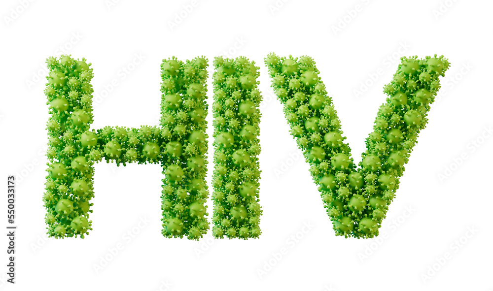 HIV word made from green bacteria cell molecule font. Health and ...