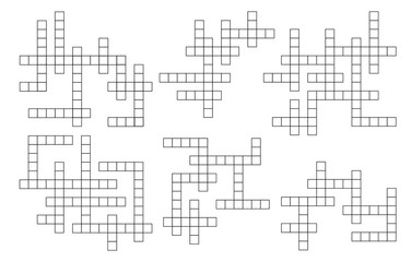 Aufkleber - Crossword grid. Wordsearch quiz or riddle, vocabulary puzzle cross grids vector templates. Crossword game, IQ test and word search intelligence playing activity