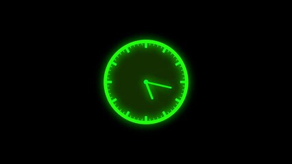 Canvas Print - Green analog clock animated