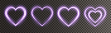 Heart Pink With Flashes Isolated On Transparent Background. Light Heart For Holiday Cards, Banners, Invitations. Heart-shaped Gold Wire Glow. PNG Image