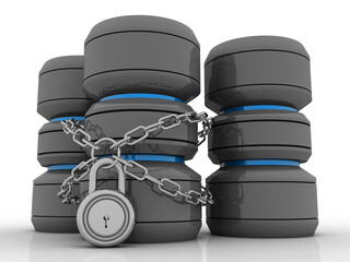 Poster - 3d rendering Database storage data base protected lock