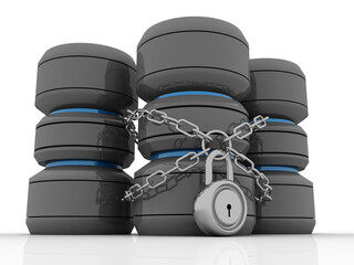 Poster - 3d rendering Database storage data base protected lock