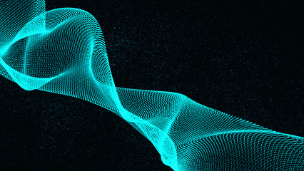 Poster - 3d rendered abstract mir sky blue wave isolated on black background