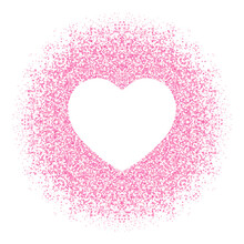Sparkling Heart Shaped Pink Grain Illustration, No Background, Good On Dark Background, Suitable For Template Design, Ppt, Backdrop, Border, Card, Etc.