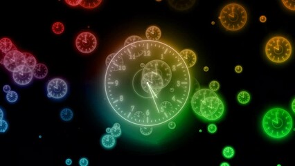 Canvas Print - Neon circle neon clock isolated particle