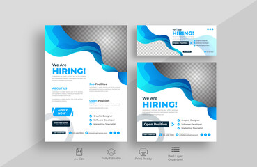Wall Mural - We are Hiring job vacancies Flyer ,Facebook Cover .and Social Media Instagram  Web banner Design set template
