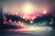 Christmas Bokeh Background. Christmas tree with lights in snow