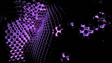 Aufkleber - Abstract fabric of particles waving on a black background. Design. Game of light and shadow and a shape of a flower.