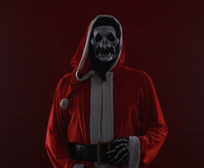 Poster - Santa Claus devil on a red background