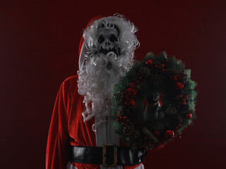 Poster - Santa Claus devil on a red background