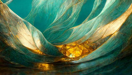 Abstract citrine and amber organic nature Tiffany blue texture