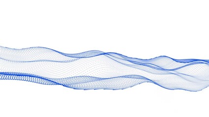 Poster - Blue color dot line wave animation white background