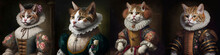 Renaissance Cats. [Digital Art Painting, Sci-Fi Fantasy Horror Background, Graphic Novel, Postcard, Or Product Image]