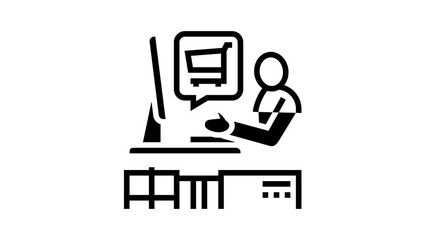 Wall Mural - ecommerce store owner line icon animation