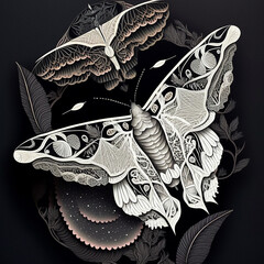  3D Layered Paper Cut Illustration of an intricate white butterfly design