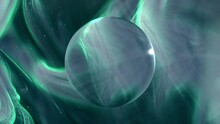 Green Glass Globe Float In Ethereal Background Fantasy Animation