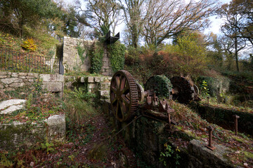 Sticker - St Austell Cornwall UK 11 29 2022 Luxulyan Valley industrial remains as a result of the endeavours of Joseph Treffry Copper mining industry