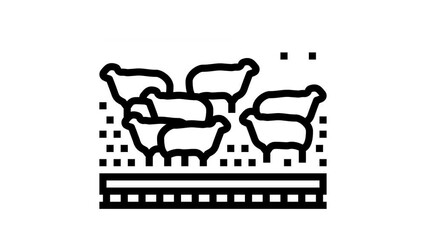 Wall Mural - livestock smart farm agriculture line icon animation