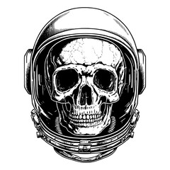 Wall Mural - Human skull astronaut helmet sketch.