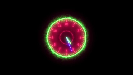 Canvas Print - Glowing neon fire rim analog clock isolated