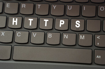 Poster - On the black keyboard, the inscription is highlighted in white - HTTPS