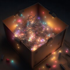 Wall Mural - Gift box with Christmas lights