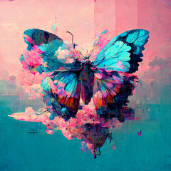 Butterfly Glitch Art Smokey 