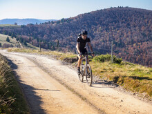 Cyclocross Rider On Cycling Tour Near Grand Ballon, Vosges, France