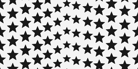 Poster - Black stars are slightly different in size. Print and stylish interior design. Seamless vector decor pattern.