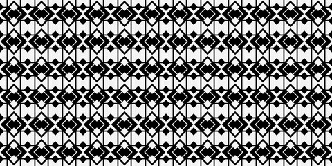 Poster - Diamonds are black, large and small. Print and stylish interior design. Seamless vector decor pattern.