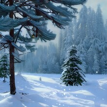I Am Standing In The Middle Of A Dense Forest. The Trees Are Tall And Spindly, Reaching Up To The Sky. A Thin Layer Of Snow Coats The Ground, And The Air Is Freezing Cold. I Can See My