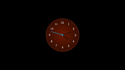 Canvas Print - Red analog clock isolated animated