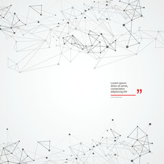 Poster - Abstract background with dotted grid. Connected lines and cells. Modern digital atom biology structure