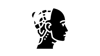 Sticker - head face robot glyph icon animation