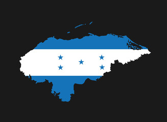 Wall Mural - Honduras map flag vector silhouette illustration isolated on black background. Honduras map. Honduras flag. Country in America.