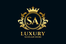 Initial SA Letter Royal Luxury Logo Template In Vector Art For Luxurious Branding Projects And Other Vector Illustration.