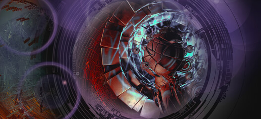 Wall Mural - 3d illustartion of science technology concept. Communication network